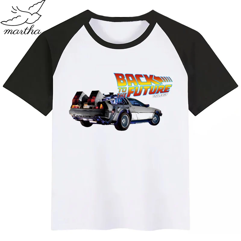 DMC Delorean/Детская футболка с принтом DMC «Назад в будущее» забавная одежда для маленьких мальчиков и девочек детская летняя футболка с короткими рукавами - Цвет: BlackF