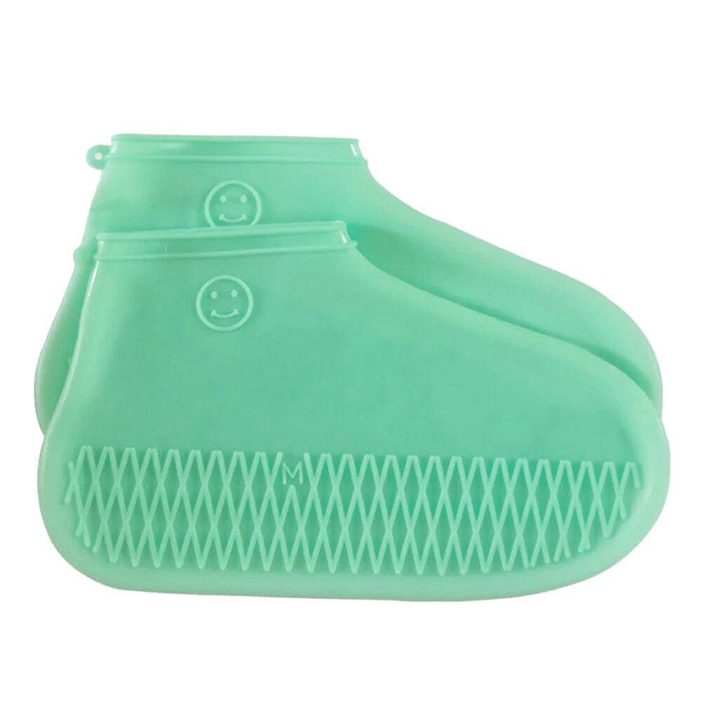 Green S 1 Pair Reusable Shoe Covers Waterproof Silicone Rain Boots Overshoes Women Men Anti-Slip Outdoor Shoe Protector P7Ding - Color: Green S