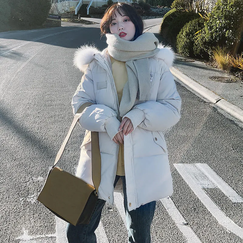 

Fashion Down Cotton Padded Female Coat Loose Hooded Autumn And Winter Woman Jacket Warm Thick Student New Parkas Outerwear Q3301