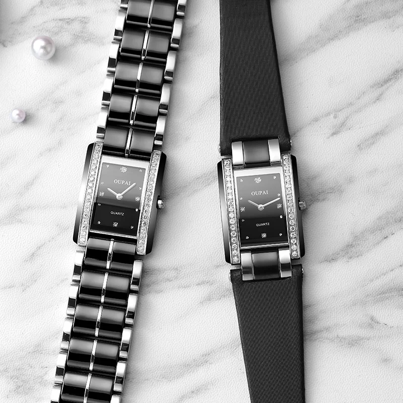 Черные керамические модные часы водонепроницаемые Роскошные для женщин