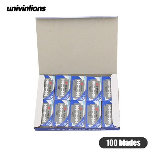 100 pieces blades Прямой бритвенный нож, борода, лицо область подмышек, бритва для тела, лезвия, безопасная бритва, палочка, Парикмахерская, мужская, женская, удаление волос, деревянная лопатка - Цвет: 100 pieces blades