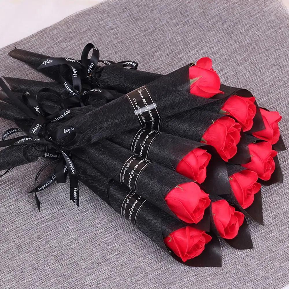 

1Pc Soap Rose Bouquet Valentines Day Gift for Fridend Wedding Bouquet Home Decorations Holding Artificial Rose Flowers 2022