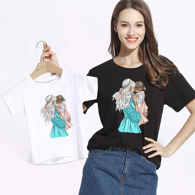 Забавная семейная одежда для мамы и дочки Одинаковая футболка с принтом