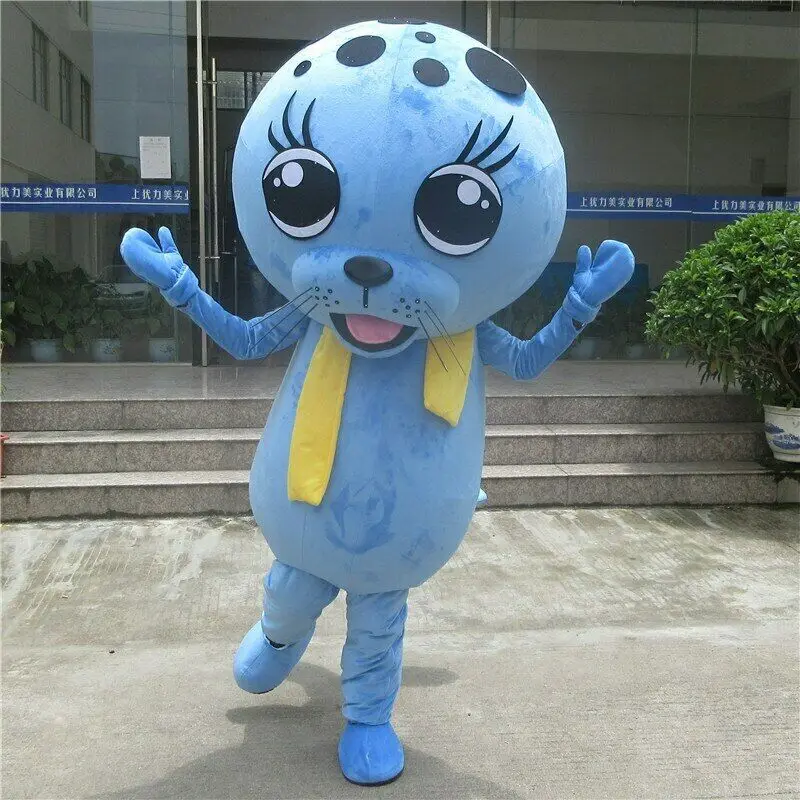 Костюм-талисман с голубыми морскими львами пушистые костюмы для косплевечерние