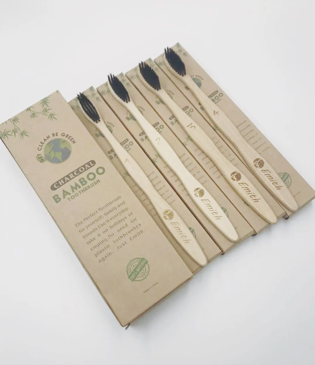 

Organic Bamboo Toothbrush Case Tube Natural Free Sample 4pcs Bamboo toothbrush