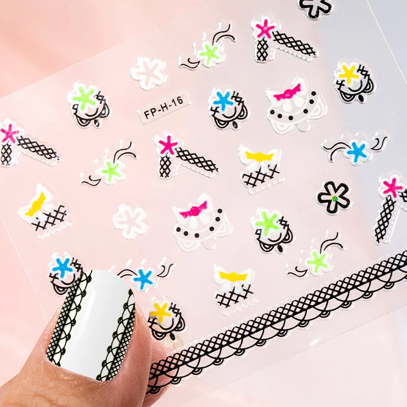 

10pcs 3D Nail Sticker Set Mixed Design Nail Art Stickers Flower Letter Butterfly Decal Slider Wraps Nail Decor Manicure