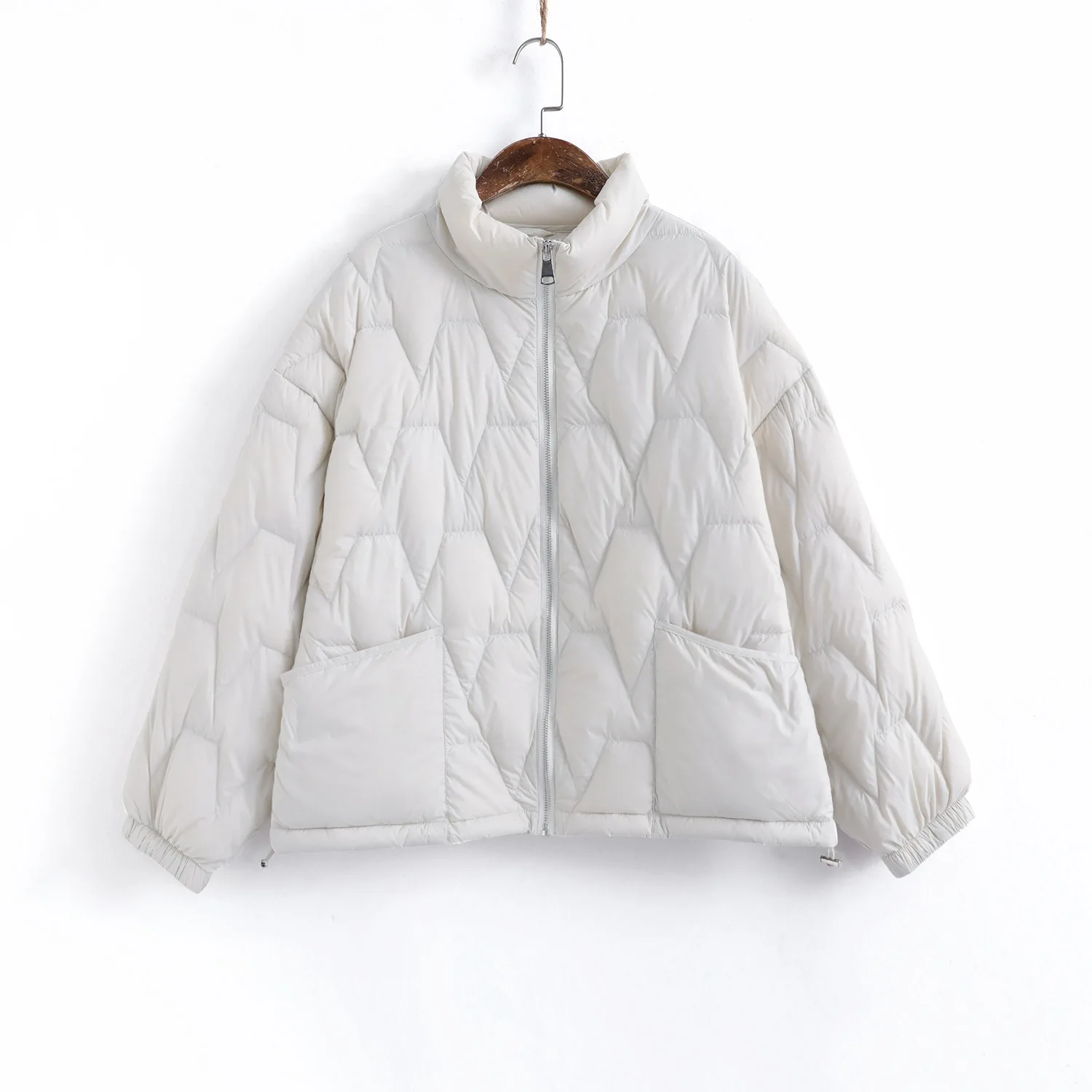 

White Duck Down Jacket Women 2020 New Women's Stand-up Collar Short Lightweight Rhombus Small Jacket Women Autumn And Winter