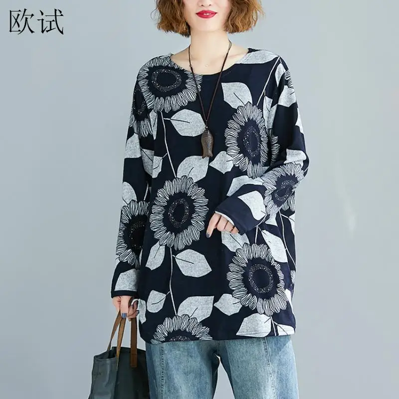 Женская футболка с длинным рукавом осенняя графическим принтом Винтажная