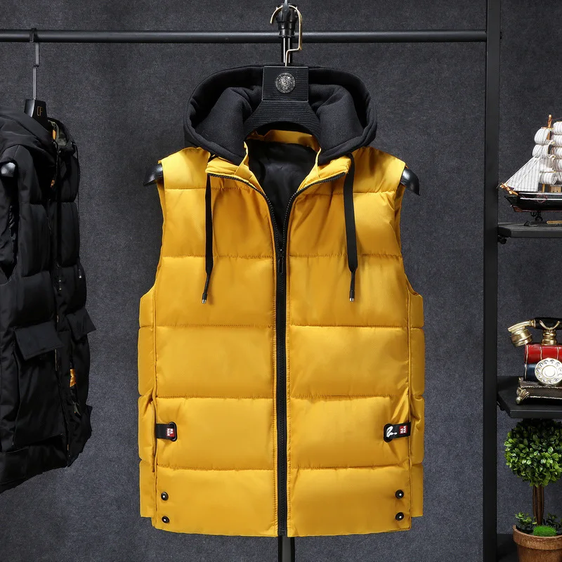 

2021 Men's Autumn and Winter Thickening down Cotton Vest Teenagers Casual Warm Vest