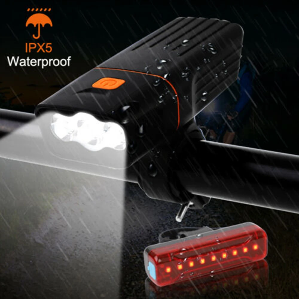 

T6 USB Rechargeable Bike Lamp IP65 Waterproof LED Headlight as Power Bank MTB Bike Accessories Front Rear Headlight Tail Light