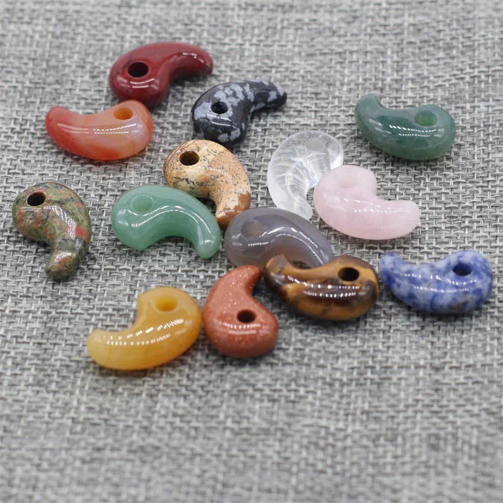 

2pcs/lot Natural Stone Crystal Agates Pendant Comma Shape Aventurine Jades Charms DIY for Jewelry Making Necklace Bracelet Gift