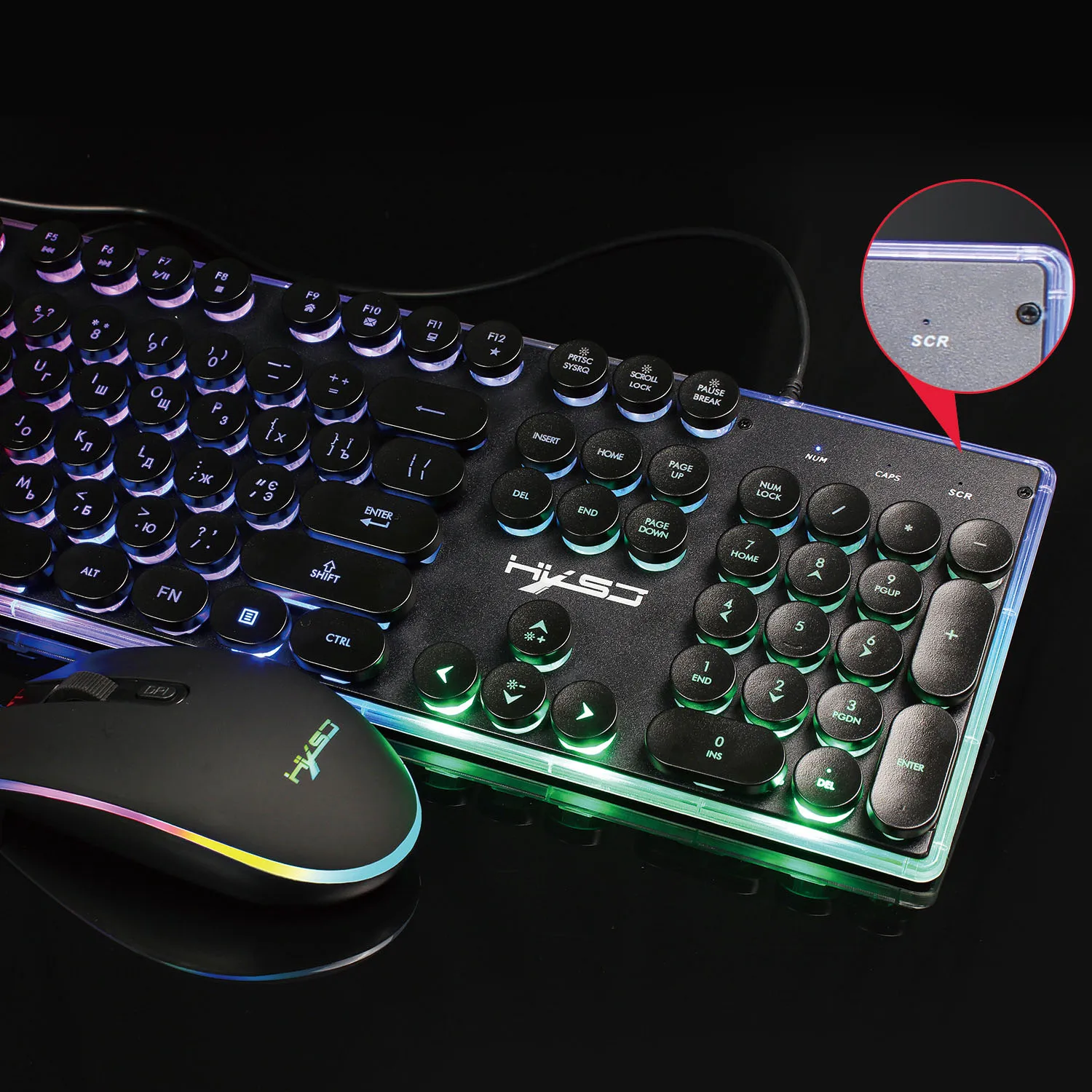 Vococal Fashion Wired Russian Mechanical Gaming Keyboard Mouse Set with LED Backlight for Home Office Study Room Computer Player |