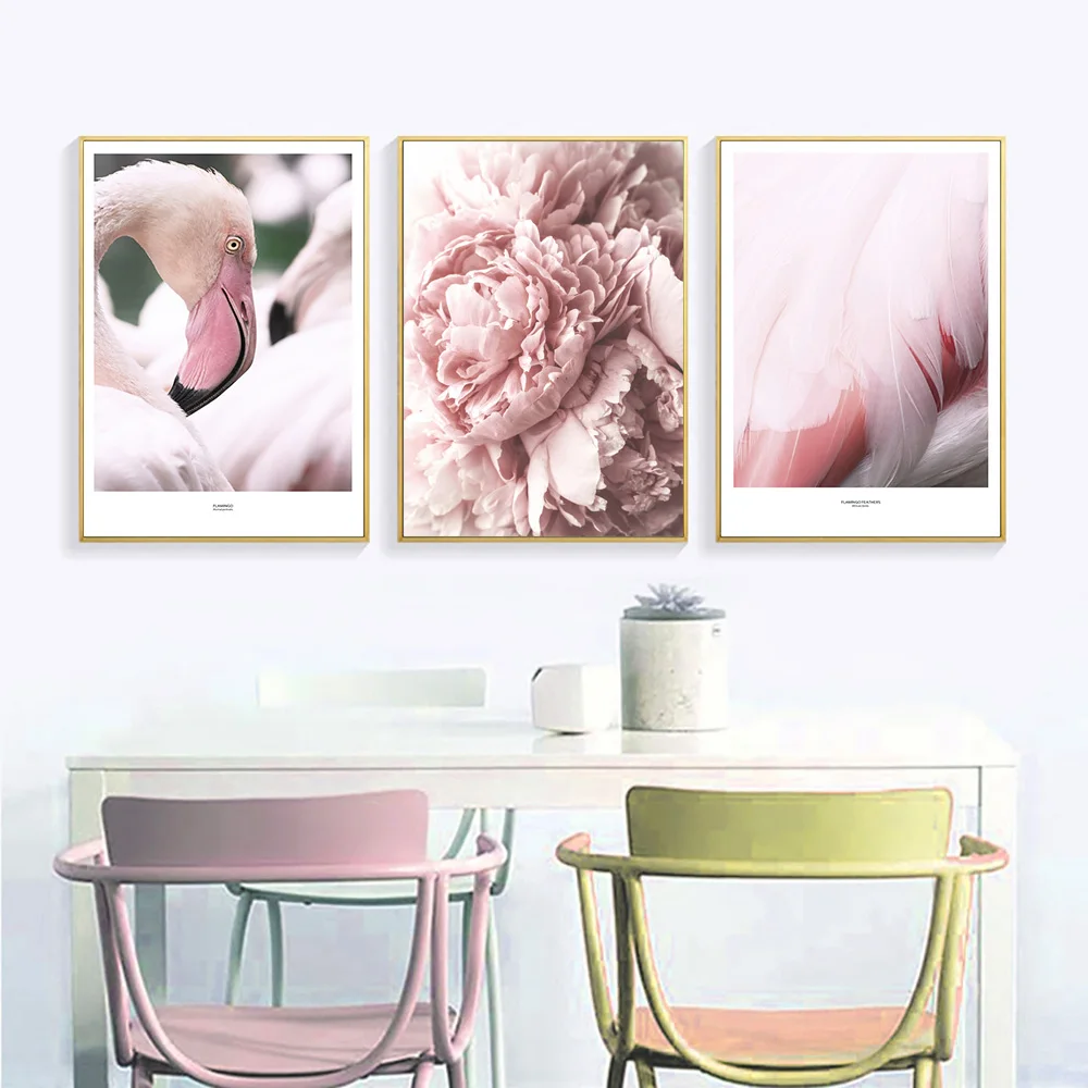 Плакаты и принты пейзаж Настенная картина цветок розовый постер перо картины