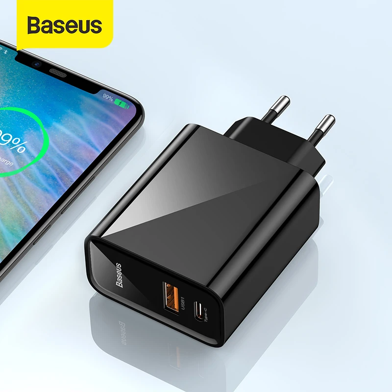 

Устройство зарядное Baseus с двумя USB-портами и поддержкой быстрой зарядки, 30 Вт