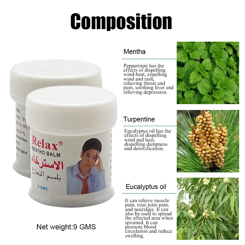 

Relax Mentho Balm Insect Bites Extra Strength Quick Relief From Headaches,Backaches,Joints Joint Body Pain Thailand Painkiller