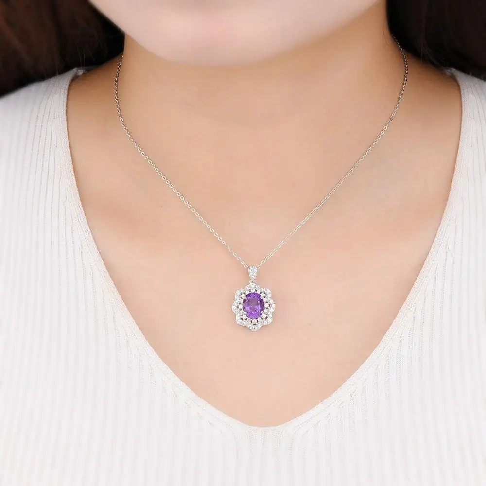 Женский кулон с аметистом 925 карата из серебра пробы | Украшения и аксессуары