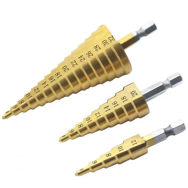 

4-32mm Large High Speed Steel Electric Wrench Special Step Drill Bit Multifunctional Step Drill Iron Plate Drilling Hole Opener