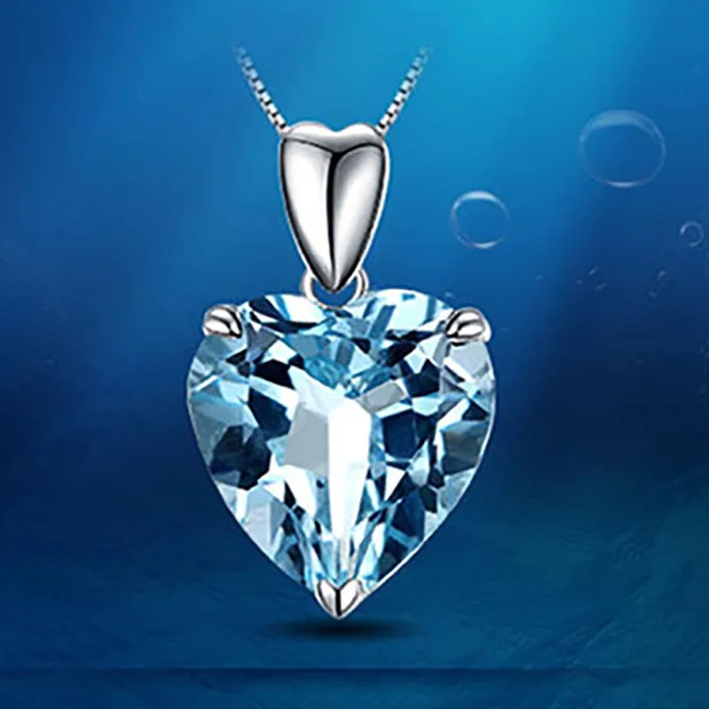 Bague Ringen Серебро 925 ювелирное ожерелье с сердцем моря Форма Сапфир кулон Роскошные ювелирные изделия подарок на свадьбу, помолвку