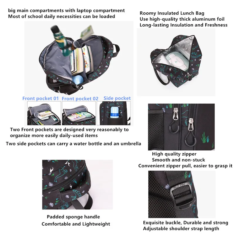 3 in 1 Boys Backpacks Set Primary Junior High School Bag Bookbag Cartoon Printed Orthopedic Rucksack for Kids Mochilas 2020 New