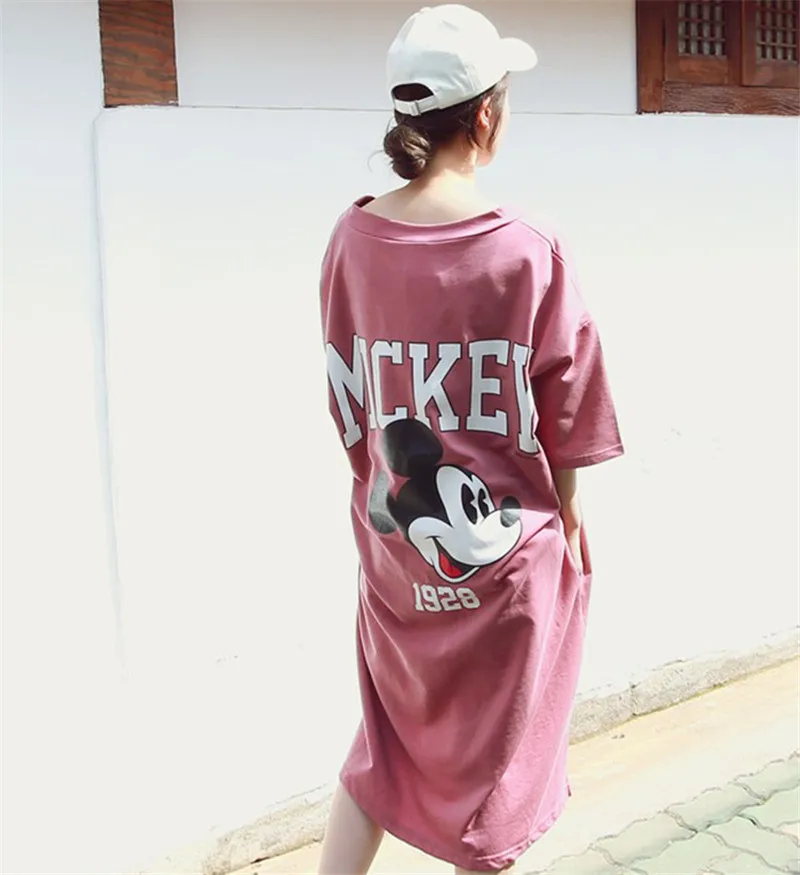 Disney из платья с Минни Маус и для женщин хлопок принтом мультипликационных героев