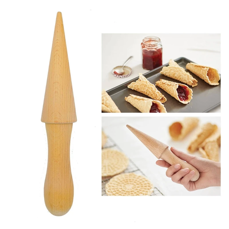 

Деревянный роллер для мороженого, вафель, роллер из натурального дерева, удобное прикосновение для кремового угла, выпечка печенья прочный