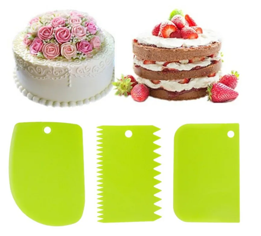 3 шт./компл. пластиковый нож для теста глазурь скребок мастики зубчатые края