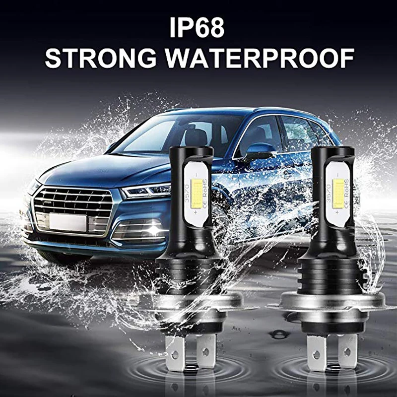

1pair H4 H7 Car LED Bulbs 72W CSP Bright Fog Lights Bulbs IP68 Waterproof Greater Comfort and Safety 6000K LED Lamps