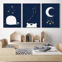 space moon theme canvas painting navy nursery wall art modern hd posters and prints nordic baby boys kids room home decoration