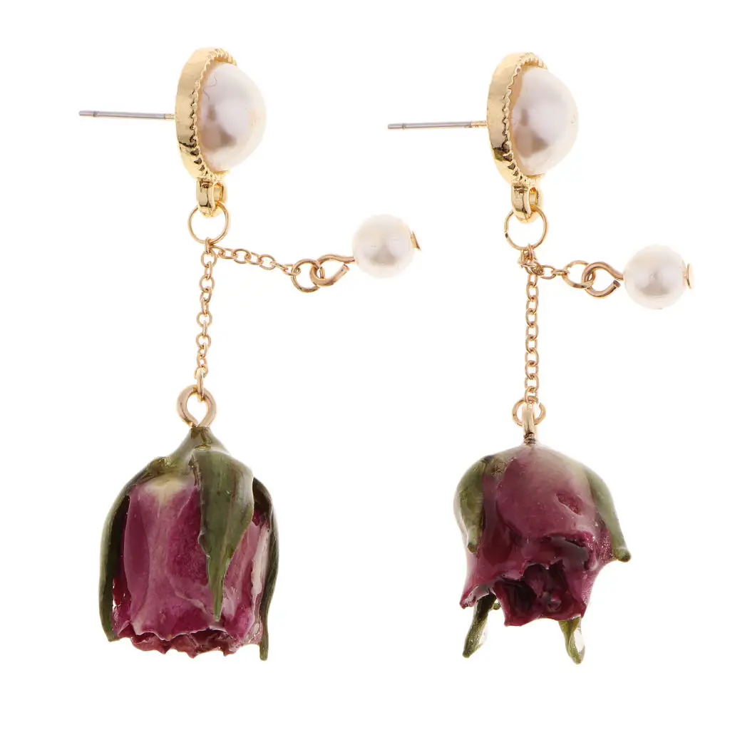 

1 Pair of Resin Charms Covered with Flowers Real Flower Charms
