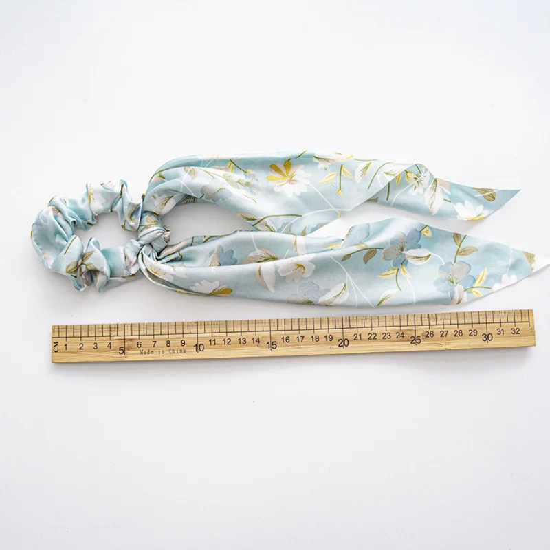 

Fashion Bow Hair Scrunchie Long Ribbon Hair Ties Chiffon Floral Hair Scarf Elastic Hair Bands Ponytail Holder Hair Accessories