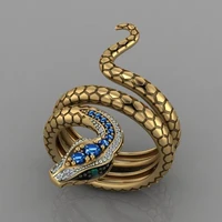 fashion gothic snake rings for men women vintage punk teens rings creative blue zircon cool fine ring unusual personalized gift