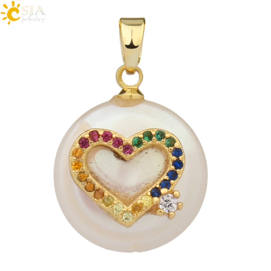 Pendant-J Csja кулон из пресноводного жемчуга, крошечное ожерелье из бисера, сердце из фианита подвески в форме цветов для детей, милое колье для девочек, модные украшения, G213 - Окраска металла: Pendant-J