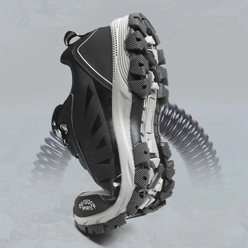 JIEMIAO Trekking Hiking Shoes Man Plus Velvet Lining Mountain Climbing Shoes Outdoor Training Shoes Men Trekking Sport Sneakers