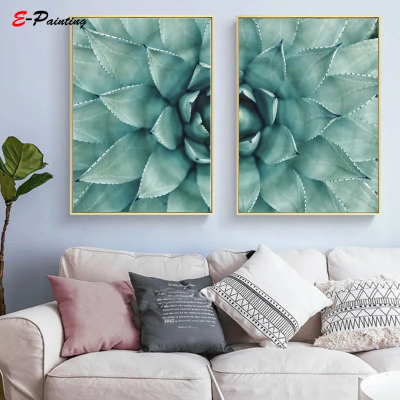 Современная Настенная живопись на холсте кактус сочный растительный декор