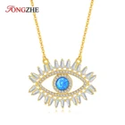 Женское Ожерелье TONGZHE, ожерелье из стерлингового серебра 925 пробы с кубическим цирконием и голубым глазом, изысканное турецкое ювелирное изделие