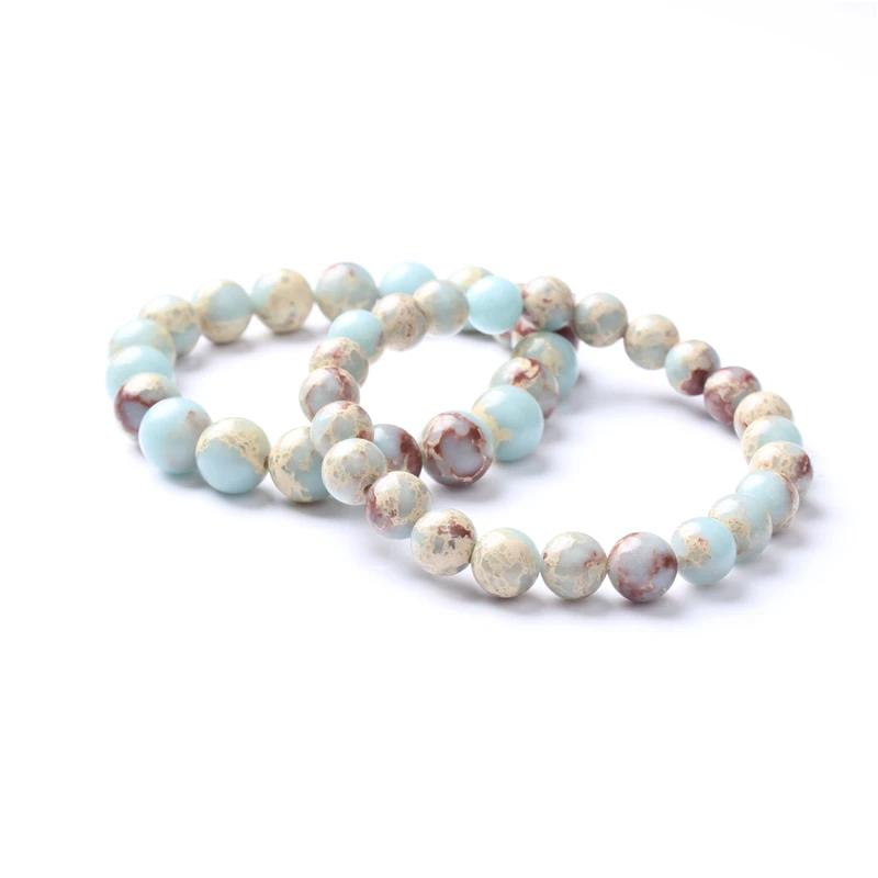 Браслет из натурального камня Lingxiang эластичный разноцветный 6/8 мм для мужчин и