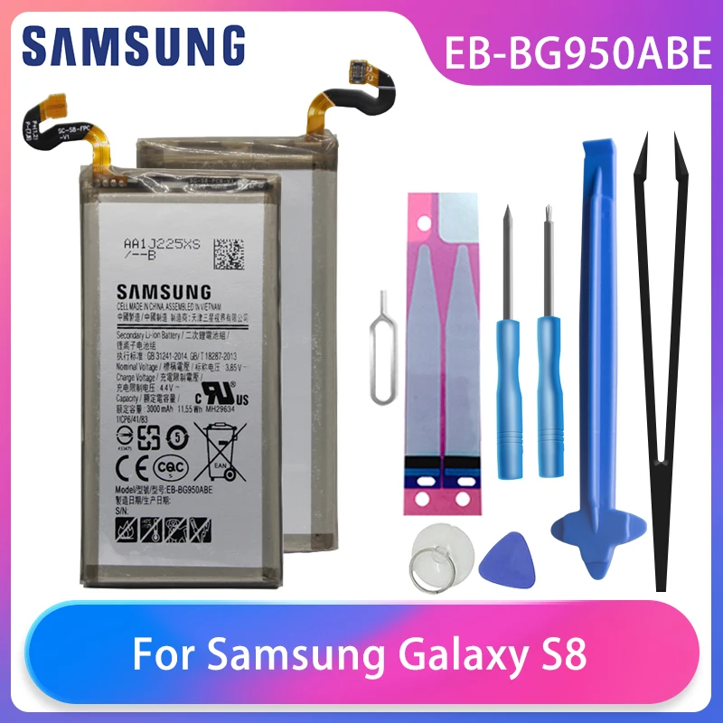 

Original Samsung Galaxy S8 SM-G9508 G950F G950A G950T G950U G950V G950S Phone Battery EB-BG950ABE 3000mAh Batteries Free Tools