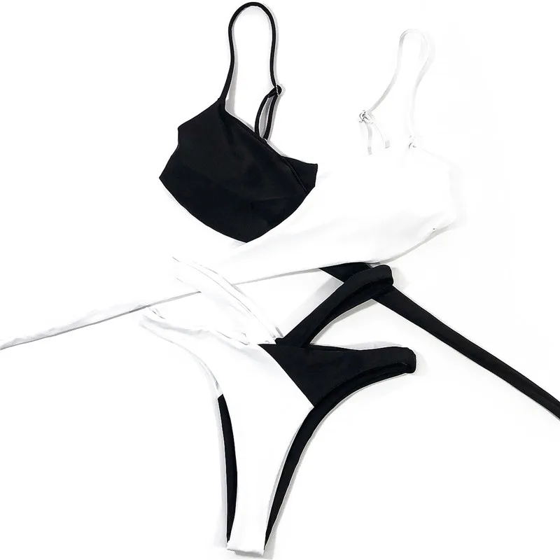 Женский модный комплект бикини с перекрестными лямками привлекательный топ на