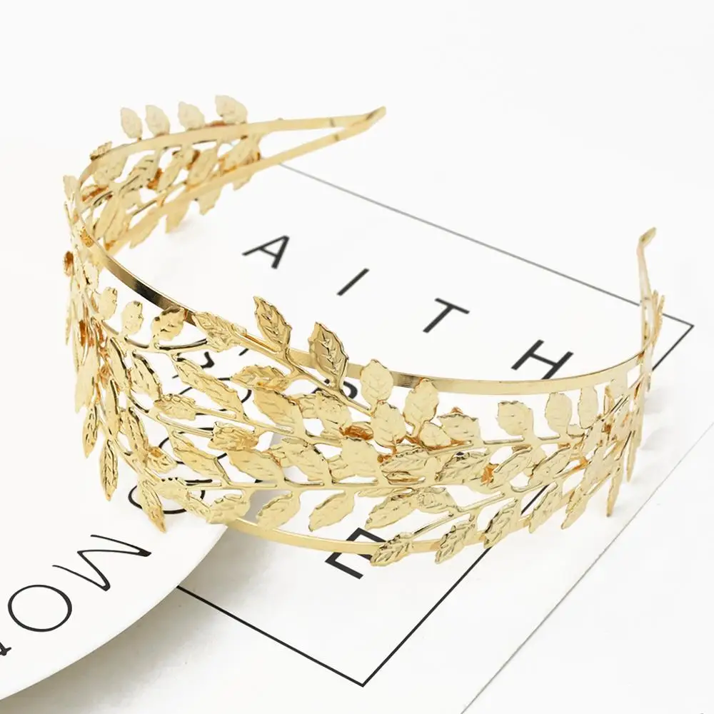 Элегантная повязка на голову с жемчужинами и листьями для женщин металлические