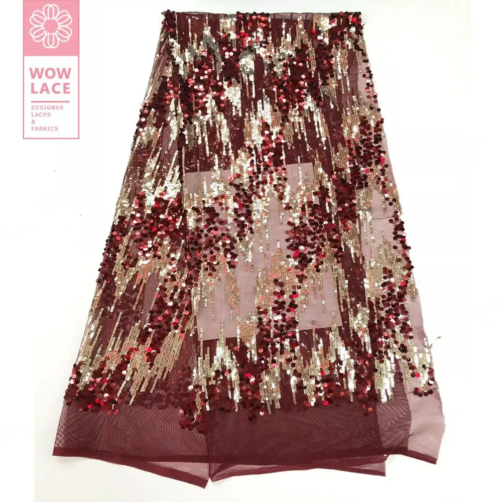 Бордовая сетчатая вышивка с блестками вуаль ткань Сенегал тюль кружева для