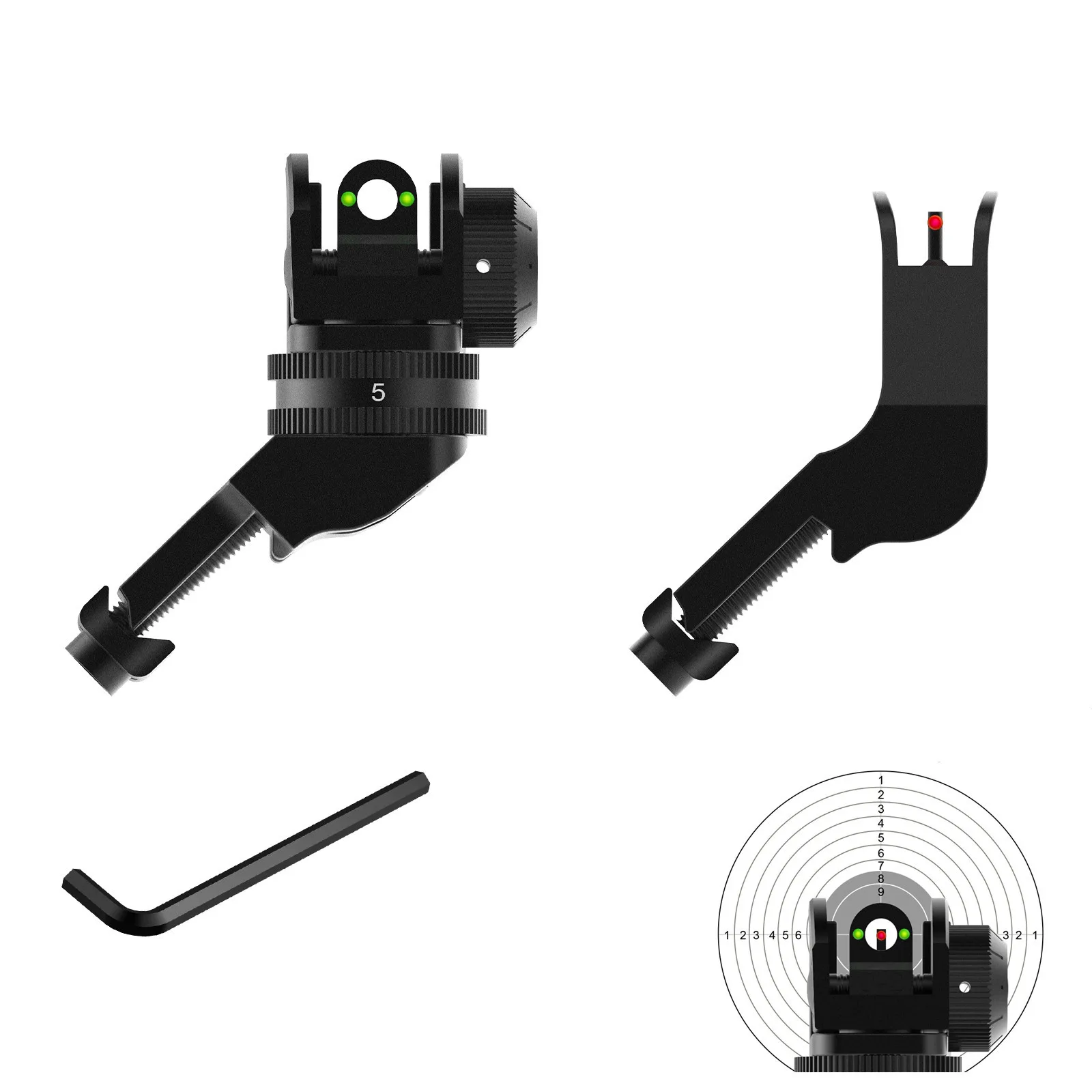 

Hunting Accessories 950 Optical Fiber Aiming Iron Sighs Metal 45 Degree Oblique Angle Side Mechanical Aiming
