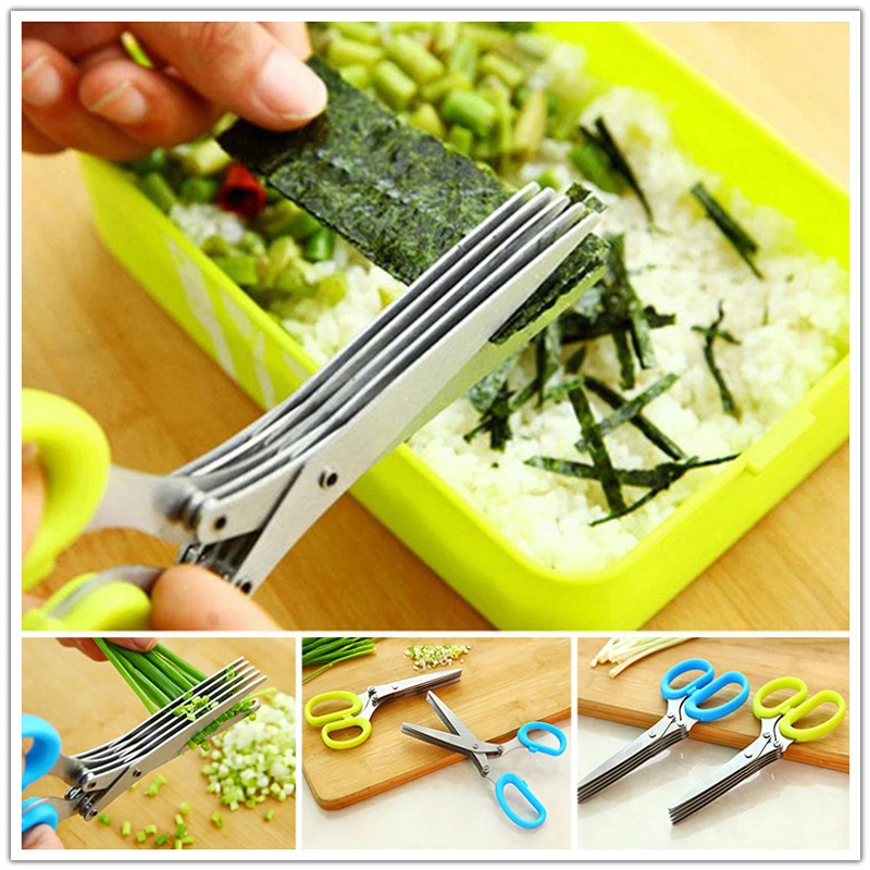 Stainless Steel Kitchen Knives Multi-Functional 5 Layers Scissors For Cutting Herb Spices Vegetables Home Cooking Tools | Дом и сад