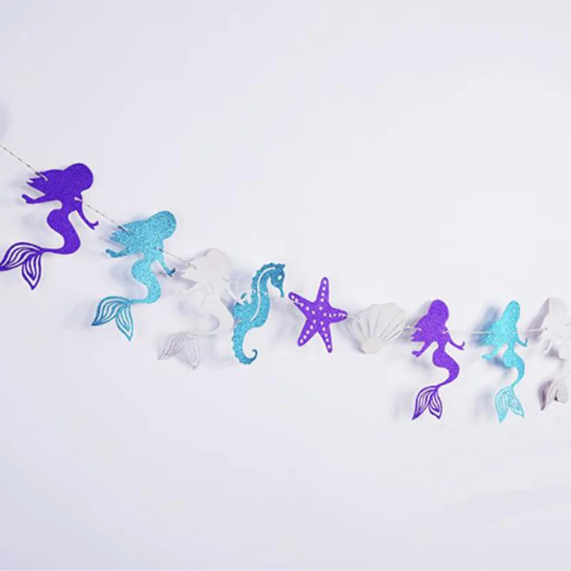 banner6 Бумажный баннер в виде русалки для девочек, украшение для дня рождения, гирлянда в виде хвоста русалки, украшение для девочек - Цвет: banner6