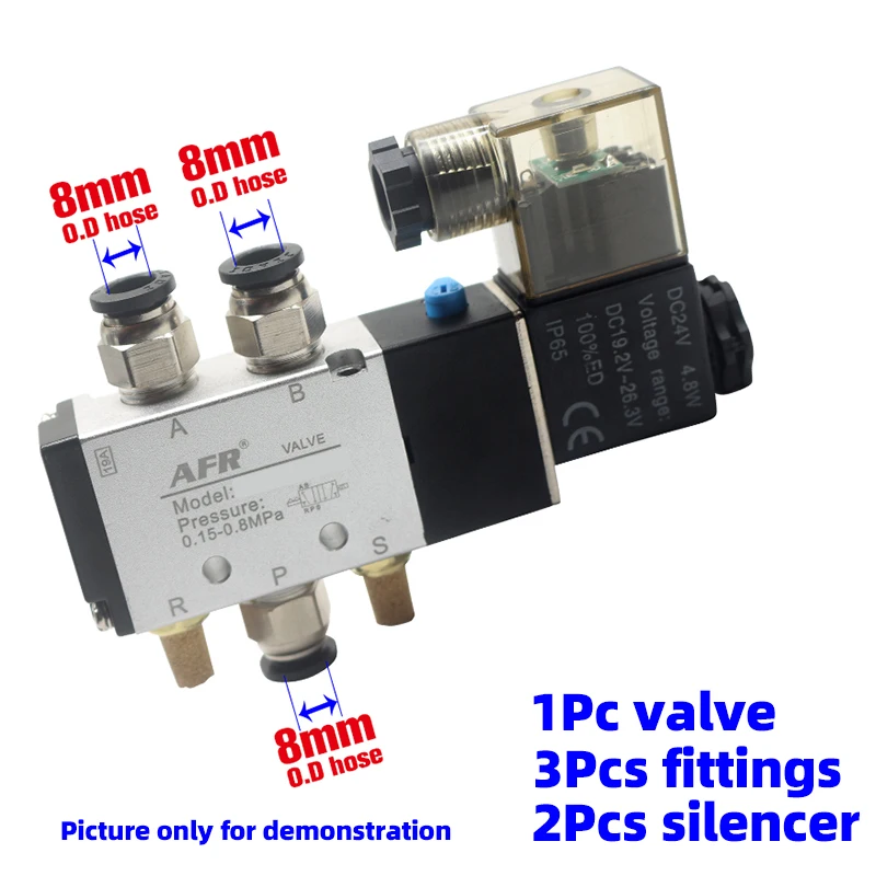 With 8mm Fitting 4V310-15 2 Позиции 5 способ 4V310-10 12 В 24 в 110 В 220 В воздушный клапан пневматический клапан воздушный электромагнитный клапан электрический магнитный клапан - Цвет: With 8mm Fitting