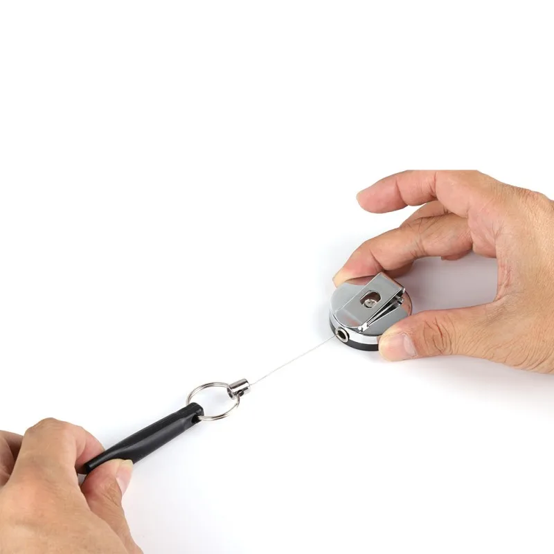 Key Ring Chain Belt Clip Pen Pencil Holder Retractable Stainless Steel Silicone ABS Anti Lost Rope for US Dropshipping