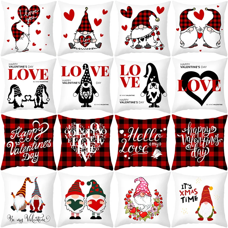 

Red Cartoon Letter Series Valentine's Day Hug Pillowcase Customization Peach Skin Sofa Cushion Pillow Cushion Cover Cross-border