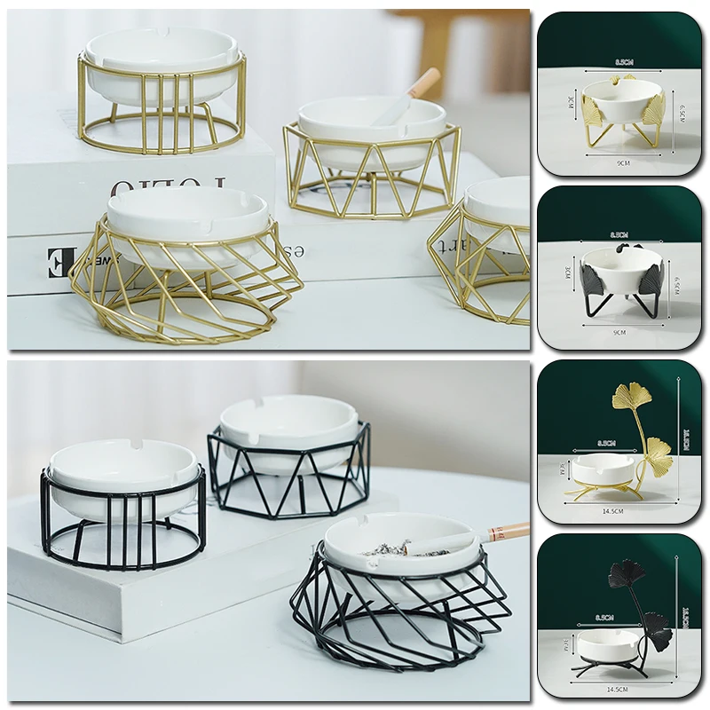 

2021 Fashion Retro Style Geometric Creative Ashtray Glossy Ceramic Modern Home Decor Ashtray Holder Hotel Office Ornaments