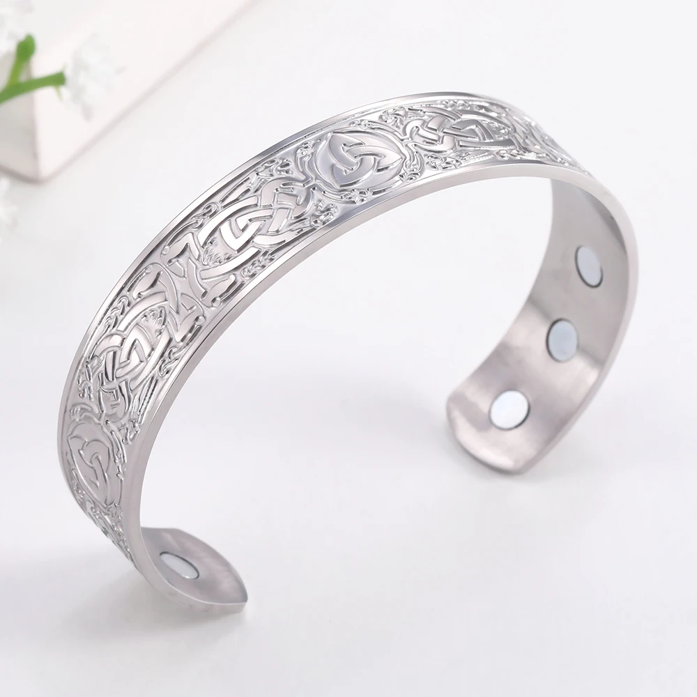 Skyrim винтажный Trefoil браслет с узлом 316L нержавеющая сталь магнитные браслеты викингов ювелирные изделия подарок для женщин и мужчин