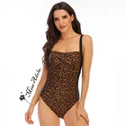 Купальник женский с леопардовым принтом, лето 2021, женский пляжный купальный костюм, цельный женский слитный купальник с тонкими лямками и открытой спиной, женская одежда