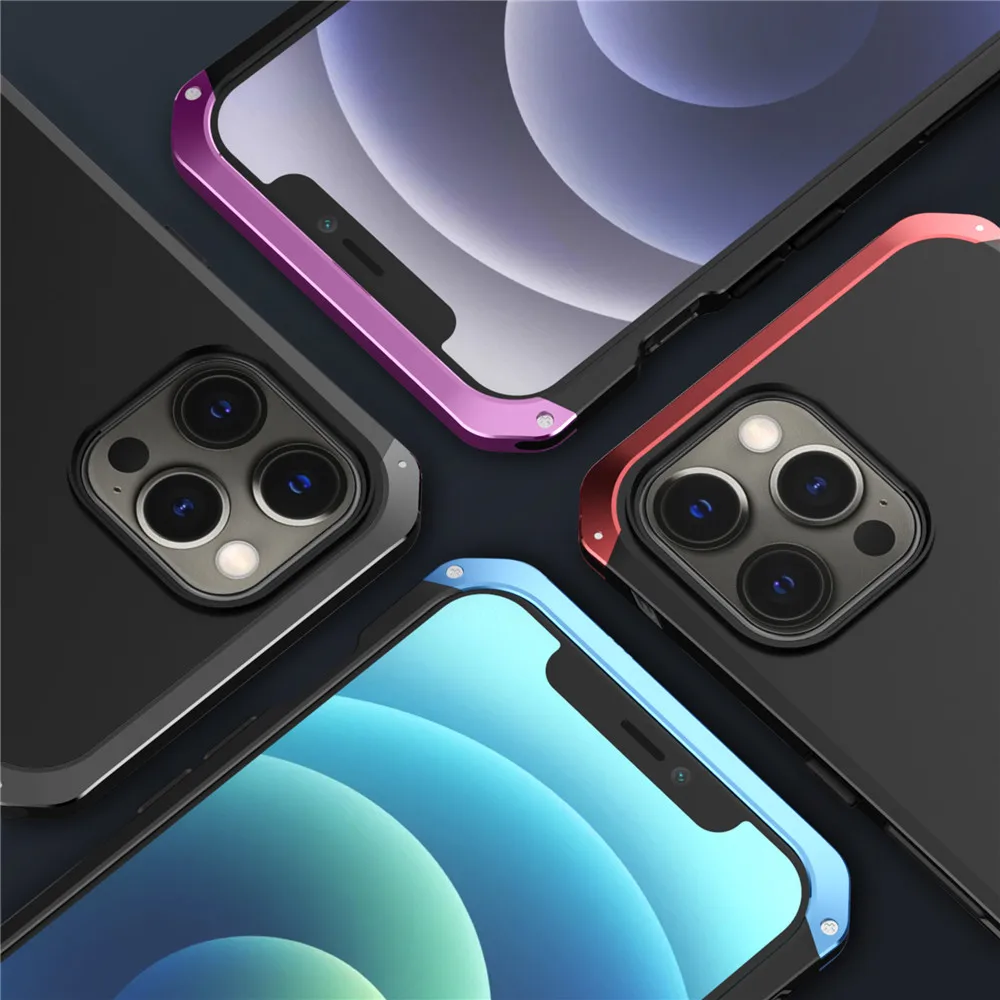 

Shockproof Metal Armor Case For iPhone 12 Pro Max Case Aluminum PC Full Cover Coque For iPhone 12 Mini X Xr Xs 11 Pro Max Funda